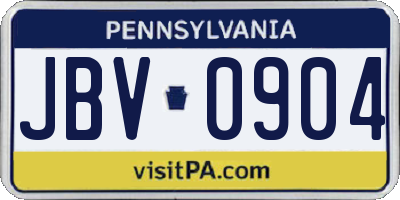 PA license plate JBV0904