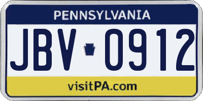 PA license plate JBV0912
