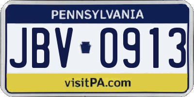 PA license plate JBV0913