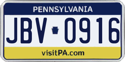 PA license plate JBV0916