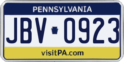 PA license plate JBV0923