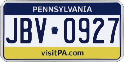 PA license plate JBV0927
