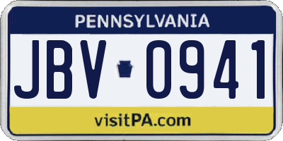 PA license plate JBV0941