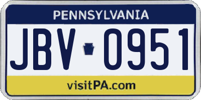PA license plate JBV0951