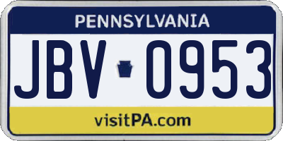 PA license plate JBV0953