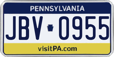 PA license plate JBV0955