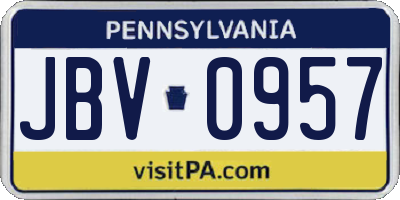 PA license plate JBV0957