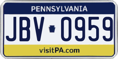 PA license plate JBV0959
