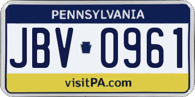 PA license plate JBV0961