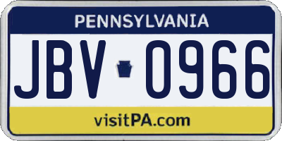 PA license plate JBV0966