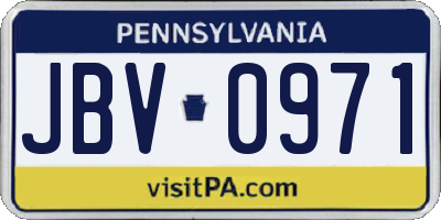 PA license plate JBV0971