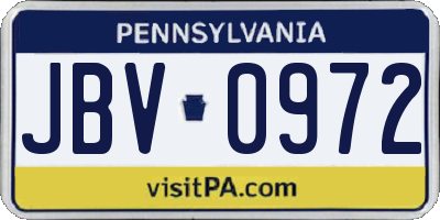PA license plate JBV0972