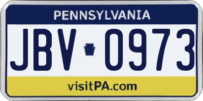 PA license plate JBV0973