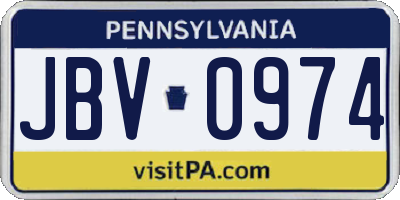 PA license plate JBV0974