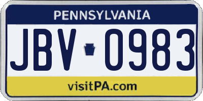 PA license plate JBV0983