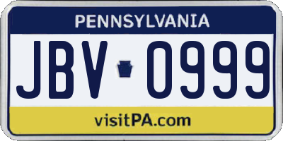 PA license plate JBV0999