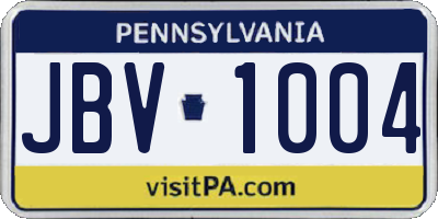 PA license plate JBV1004