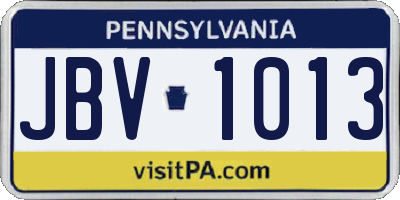PA license plate JBV1013