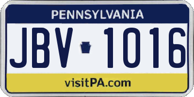 PA license plate JBV1016