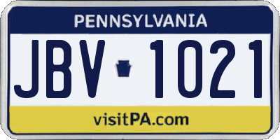 PA license plate JBV1021