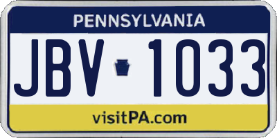PA license plate JBV1033
