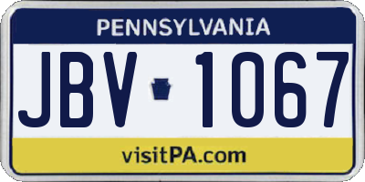 PA license plate JBV1067