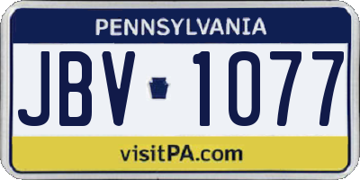 PA license plate JBV1077