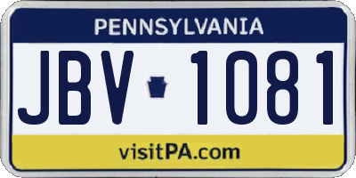 PA license plate JBV1081