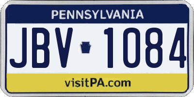 PA license plate JBV1084