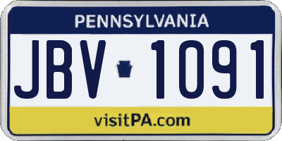PA license plate JBV1091