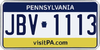 PA license plate JBV1113