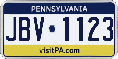 PA license plate JBV1123