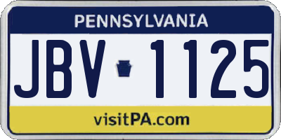 PA license plate JBV1125