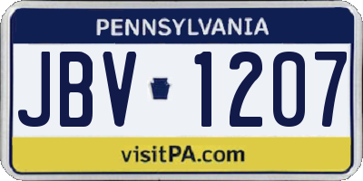 PA license plate JBV1207