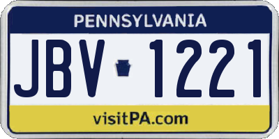 PA license plate JBV1221
