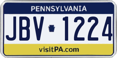 PA license plate JBV1224