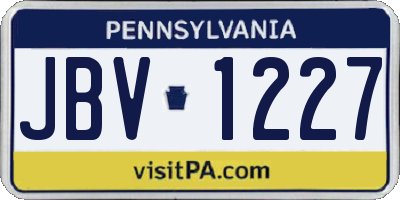 PA license plate JBV1227
