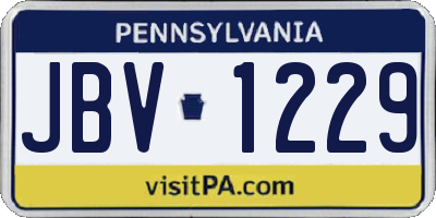 PA license plate JBV1229