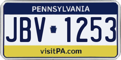 PA license plate JBV1253