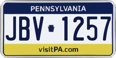 PA license plate JBV1257