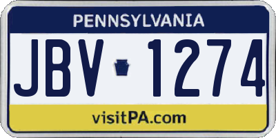 PA license plate JBV1274