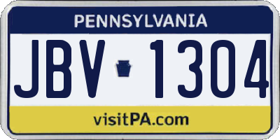 PA license plate JBV1304