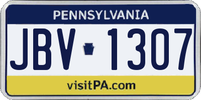 PA license plate JBV1307