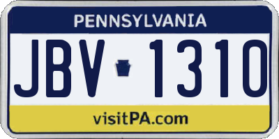 PA license plate JBV1310