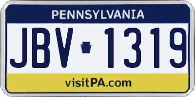 PA license plate JBV1319