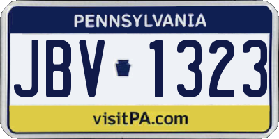 PA license plate JBV1323