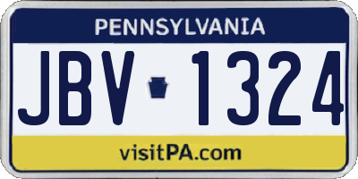 PA license plate JBV1324
