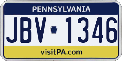 PA license plate JBV1346