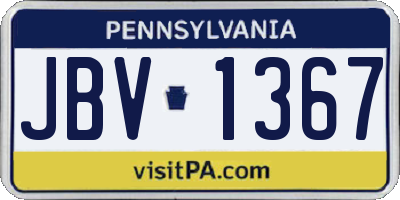 PA license plate JBV1367