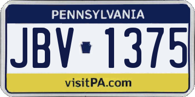 PA license plate JBV1375